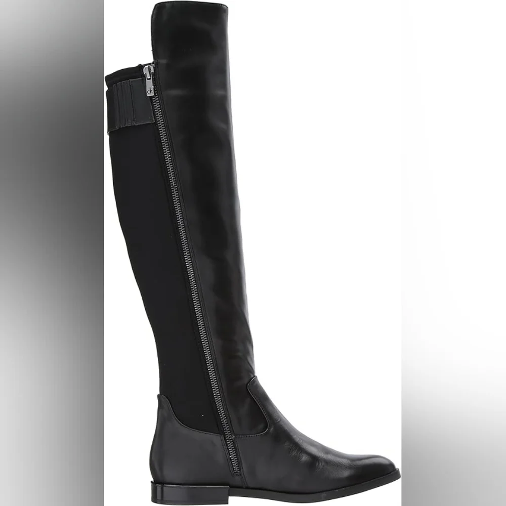 Calvin Klein PRIYA Black Cow Leather Boots 5.5 - Picture 4 of 10